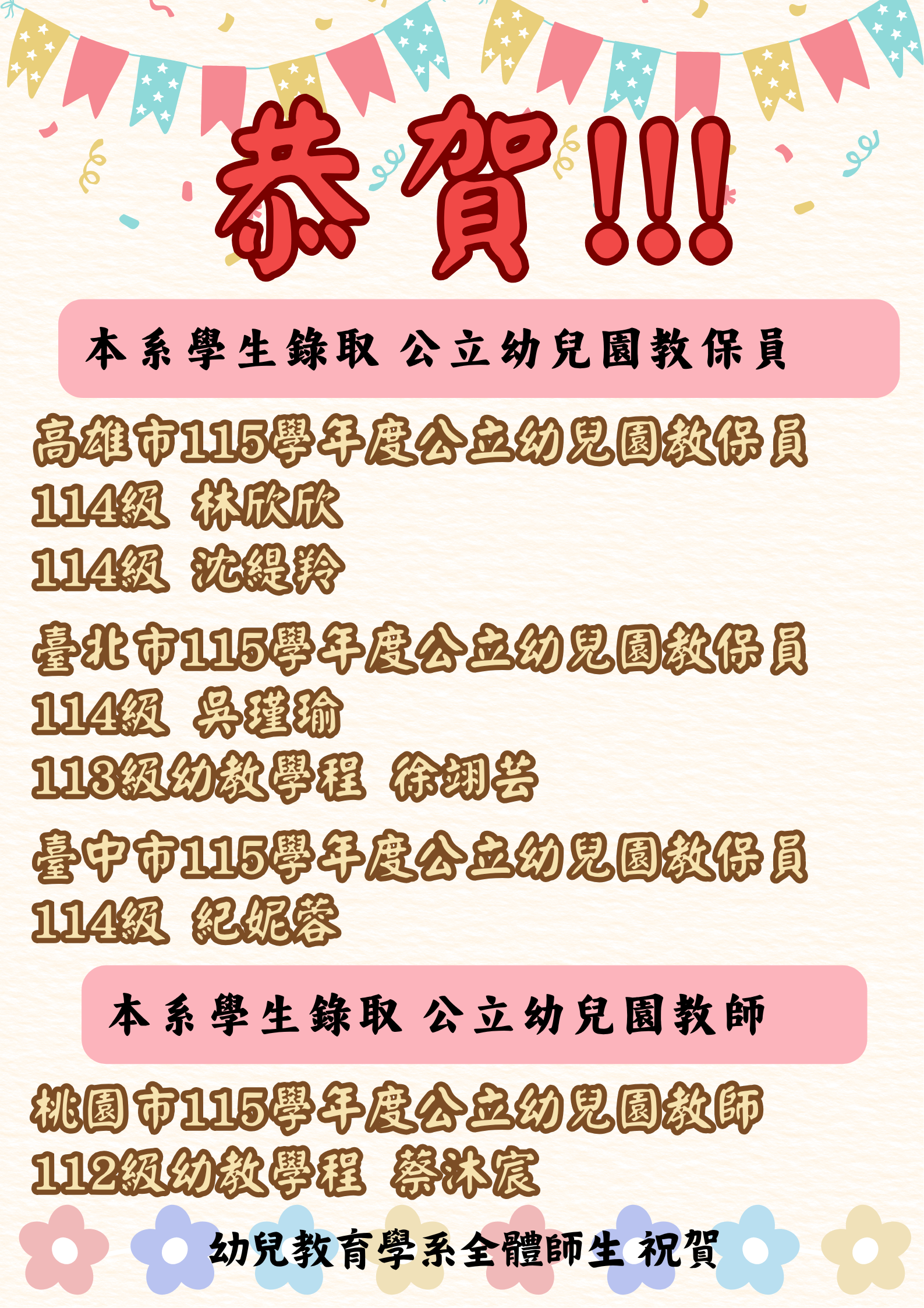 Link to 115年錄取幼兒園教師榜單6